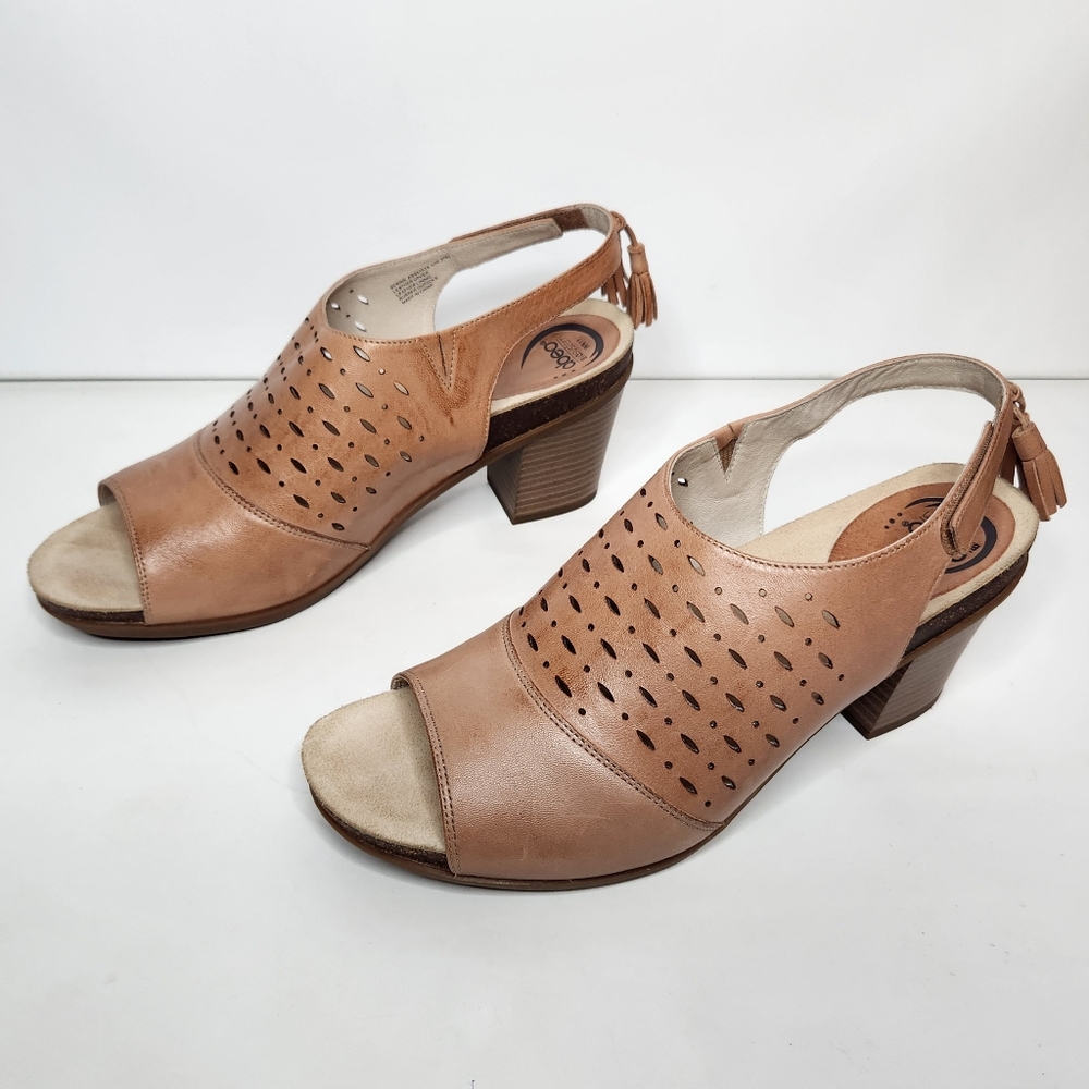 ABEO BIO Berrie 11N Leather Comfort Slingback Heels Tassel WORN ONCE Open Toe